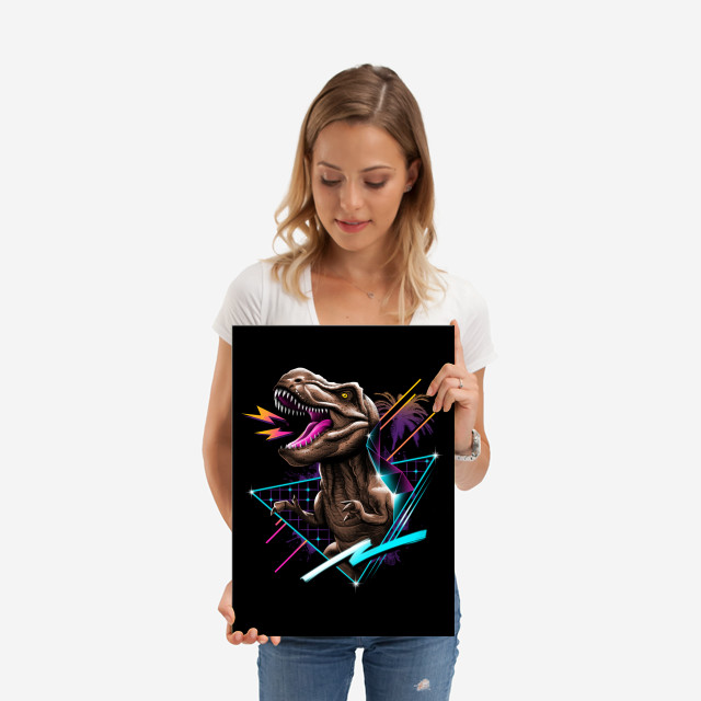 Poster Métal Displate – Éléphant, Arbre, Fille – 32 X 45 Cm – Neuf