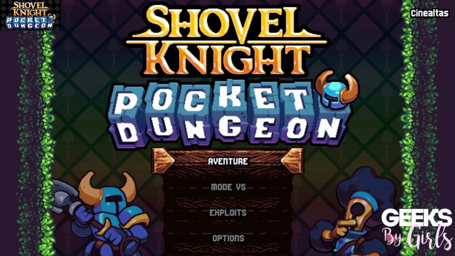 Ecran titre de "Shovel Knight Pocket Dungeon"