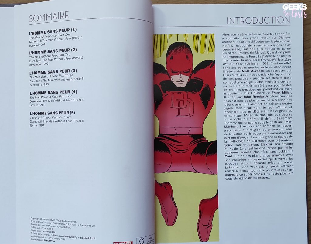 Daredevil : l'homme sans peur, sommaire et introduction