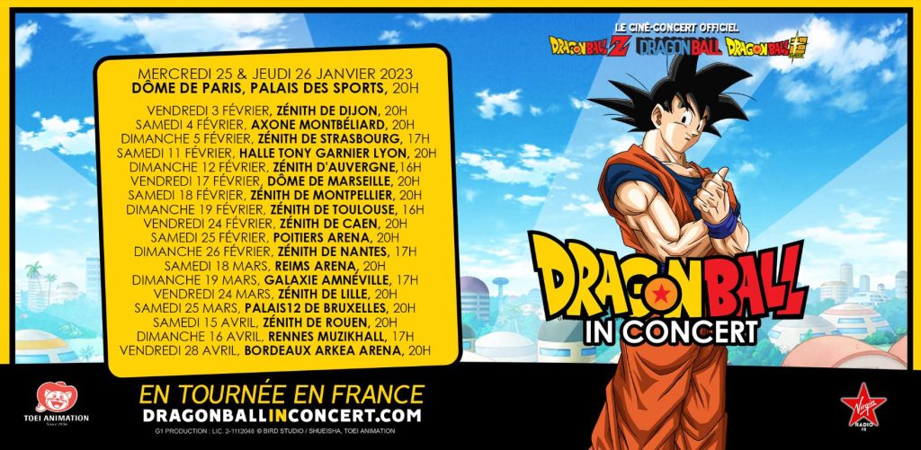 Dates de la tournée "Dragon Ball In Concert"