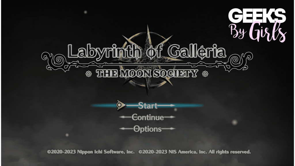 "Labyrinth of Galleria : The Moon Society" écran titre