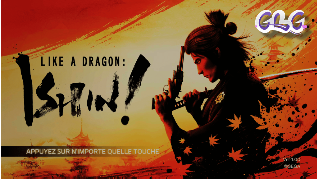 "Like a Dragon : Ishin !" Ecran d'accueil