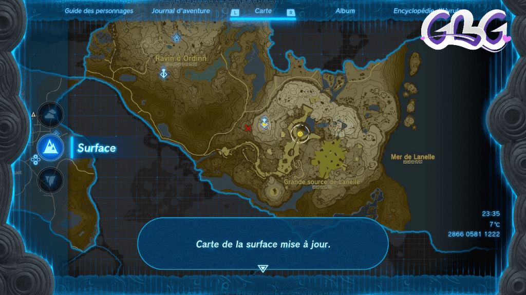 Exemple de "carte de la surface" d'Hyrule