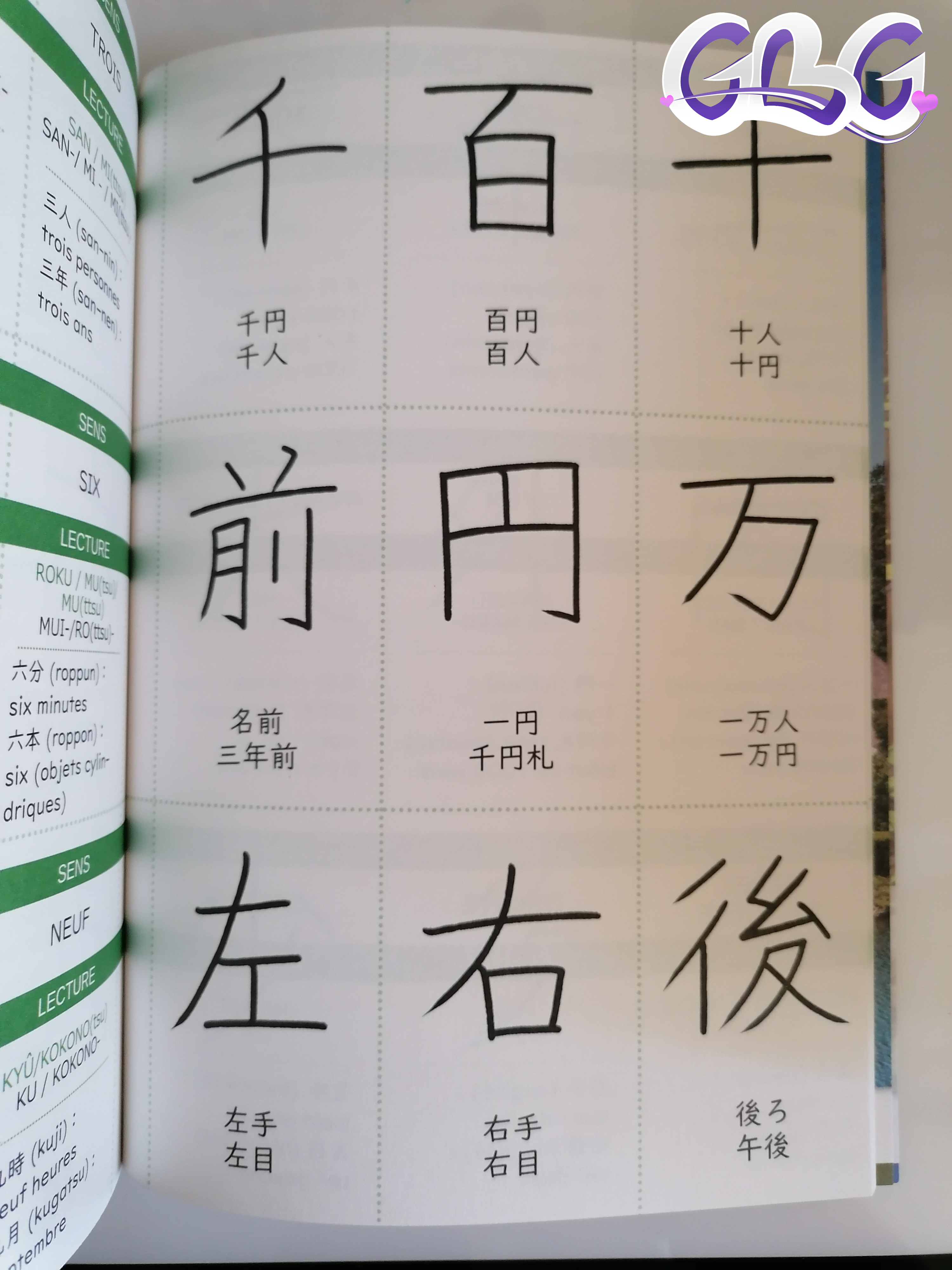Exemple d'une page kanji "cards"