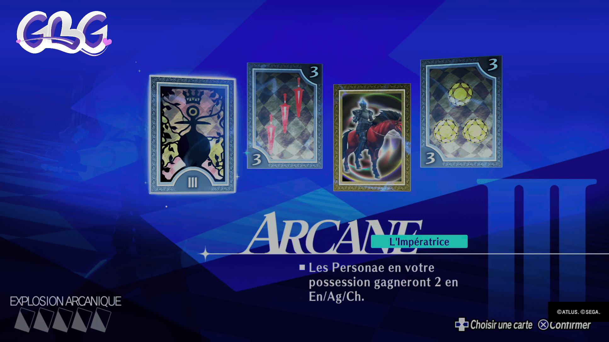 Un exemple de tirage de cartes après un combat dans "Persona 3 Reload"